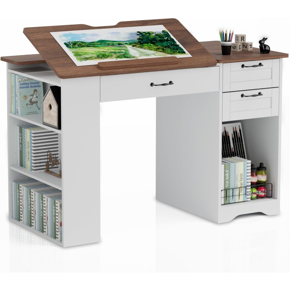 Art & Craft Paper Origami - Adjustable Art Table with Storage, Drawers,