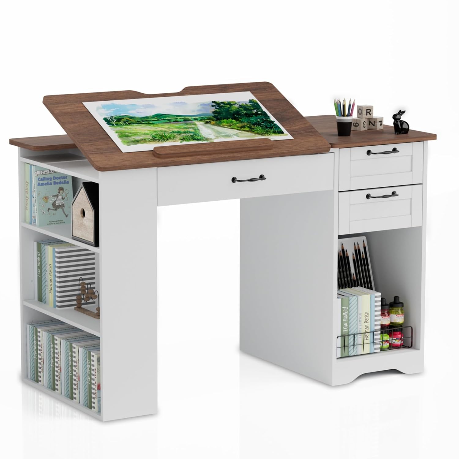 Art & Craft Paper Origami - Drafting Table with Storage Cabinet &