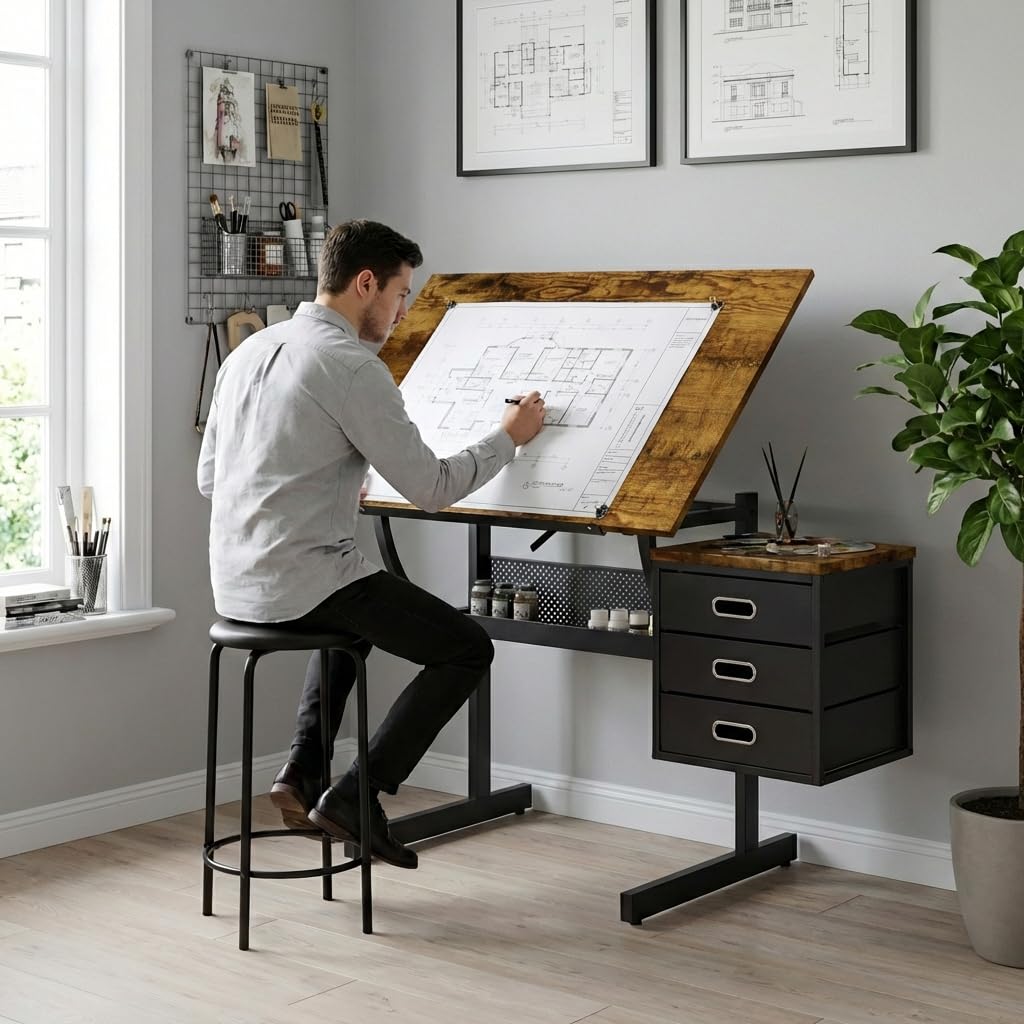 Art & Craft Paper Origami - Adjustable Art Desk with Storage, 0-75°