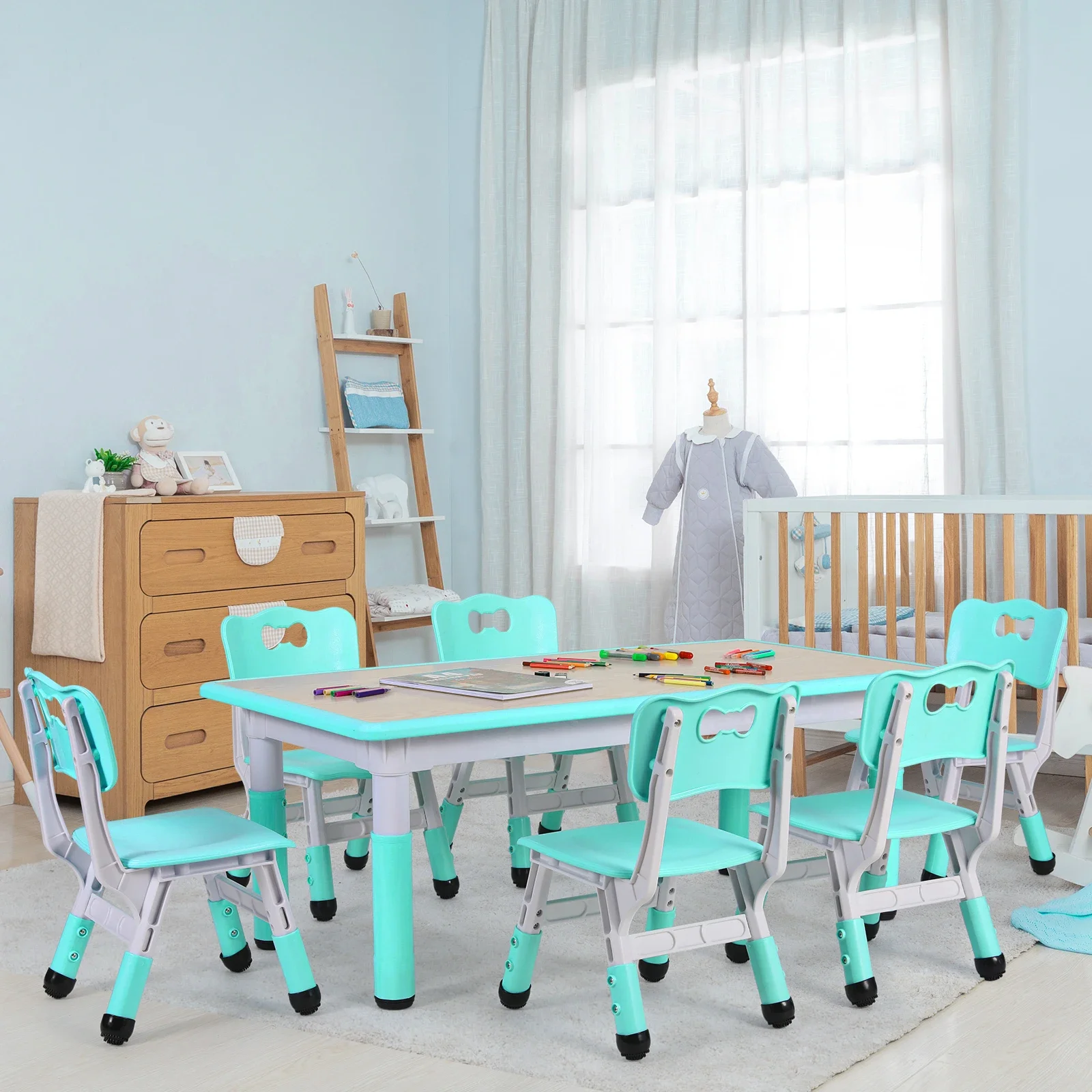 Rectangle Kids Table With 6 Ch - Art Craft Toddlers recensione e prezzo
