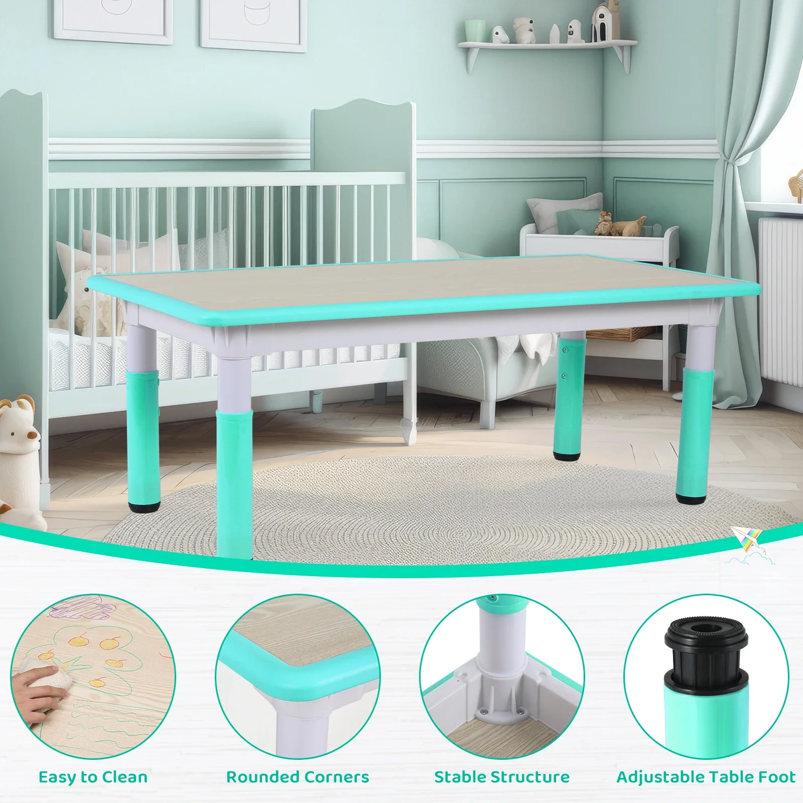 Rectangle Kids Table With 6 Ch - Art Craft Toddlers recensione e prezzo