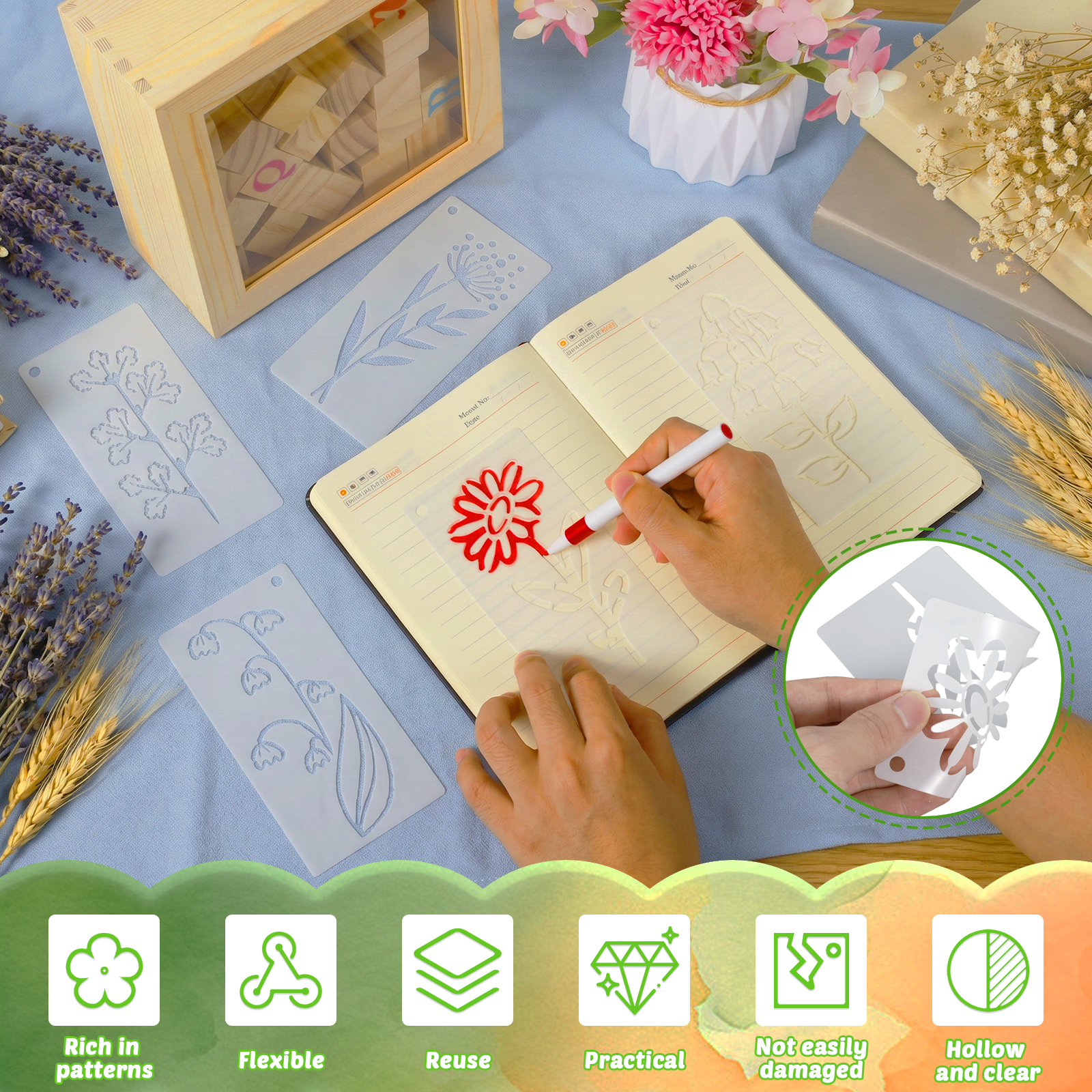 52PCS Flower Stencil Leaf Sten - Art Craft Notebook recensione e prezzo