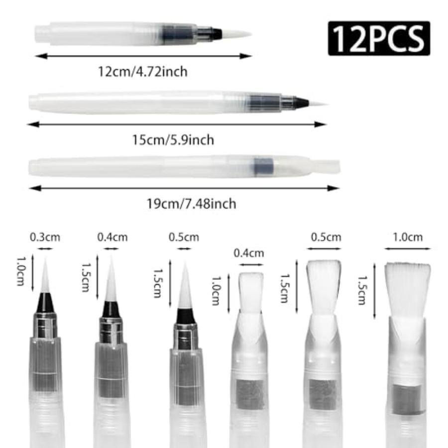 12 Pcs Refillable Watercolor B - Watercolor Brush Pen recensione e prezzo